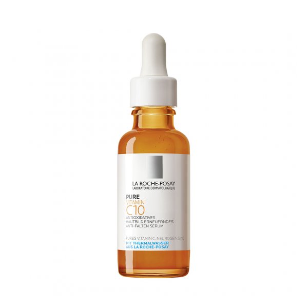 Braunes Fläschchen mit Pipette, enthält Antioxidans-Serum mit Vitamin C von La Roche-Posay.