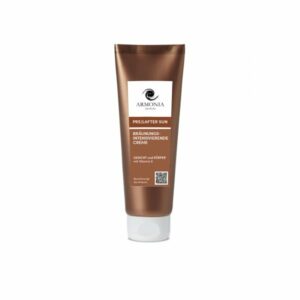 Bräunungsintensivierende Creme für Gesicht und Körper in brauner Tube mit schwarzer Schrift.