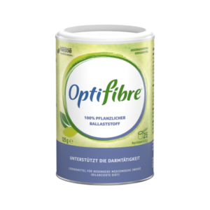 Dose mit Optifibre, einem 100% pflanzlichen Ballaststoff, zur Unterstützung der Darmtätigkeit.