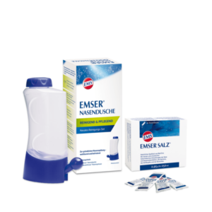 EMSER Nasendusche im Set mit Dosierbeuteln für Emser Salz zur Nasenreinigung und Pflege.