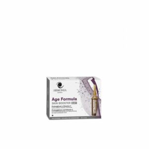 Verpackung des Armonia Age Formula Skin Booster Day mit einer Ampulle und Hinweisen zur Anwendung.