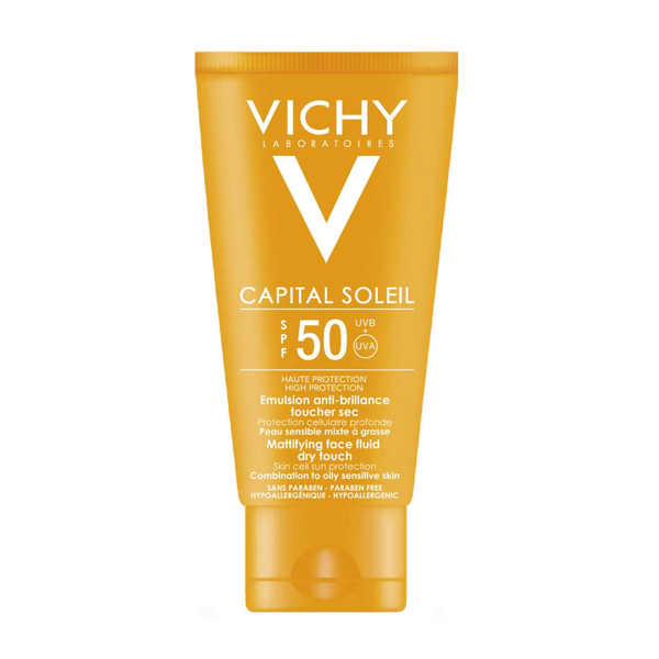 OrangeneTube von Vichy mit Sonnenschutz SPF 50, mattierende Gesichtsfluid für fettige und empfindliche Haut.