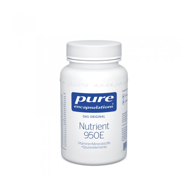 Weißes Fläschchen mit blauer Schrift, enthält Vitamine, Mineralstoffe und Spurenelemente, Marke Pure Encapsulations.