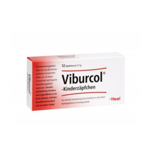 Packung mit Viburcol Kinderzäpfchen, 12 Stück, zur Anwendung bei Unruhezuständen und leichten Beschwerden.