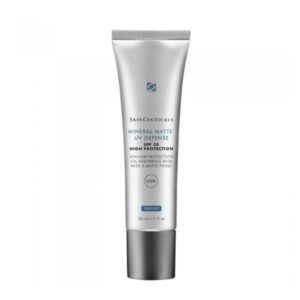 Eine Tube mit mineralischer Sonnencreme in mattierter Formulierung, SPF 30, von SkinCeuticals.