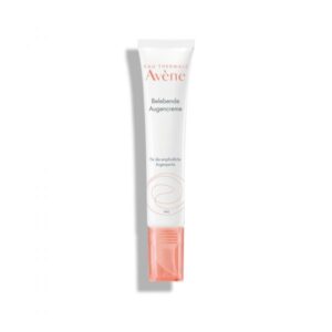Tube mit belebender Augencreme von Avène, mit einem applikatorähnlichen Verschluss in Rosé.