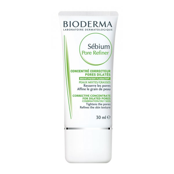 Tube mit Bioderma Sébium Pore Refiner zur Hautverfeinerung für Mischhaut und ölige Haut.