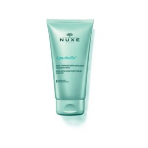 Micro-exfolierendes Reinigungsgel in einer turquoise Tube mit Schraubverschluss, für Mischhaut geeignet.