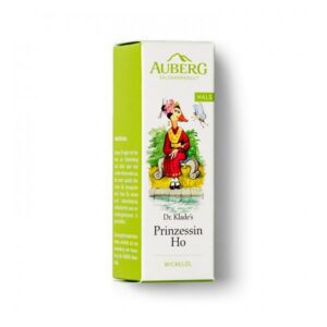 Verpackung des Wickelöls 'Prinzessin Ho' mit einer illustrierten Figur und grüner Farbgestaltung.