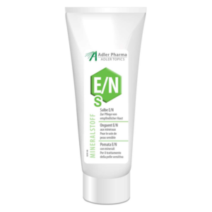 Tube mit mineralstoffhaltiger Salbe E/N zur Pflege empfindlicher Haut, mit mehrsprachiger Beschriftung.