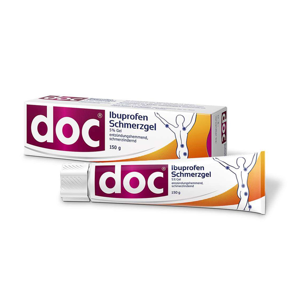 Tube mit Ibuprofen Schmerzgel, 5% Gel, zur äußerlichen Anwendung, entlastet Schmerzen und Entzündungen, 150 g.