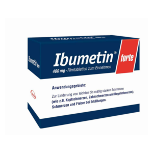 Packung Ibumentin forte mit 400 mg Filmtabletten, Anwendung gegen leichte bis mäßig starke Schmerzen.