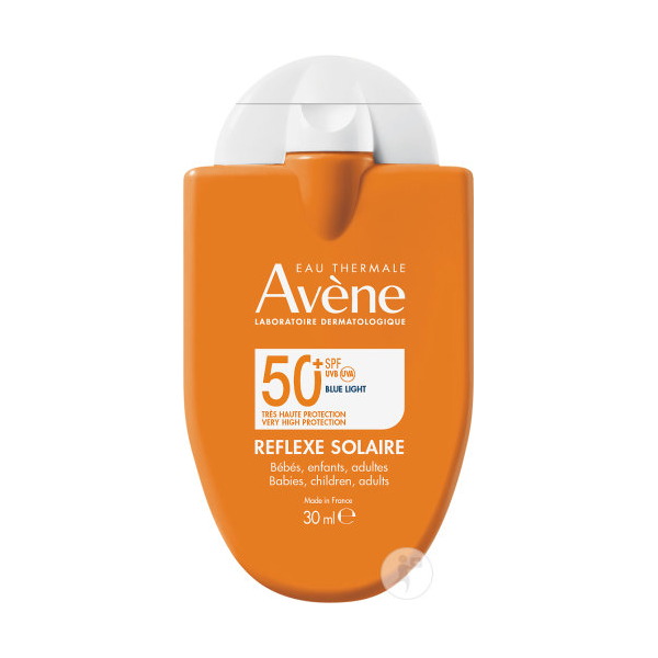 Sonnenschutzmittel von Avène in einer orangefarbenen Verpackung mit hoher Lichtschutzfaktor-Bewertung.