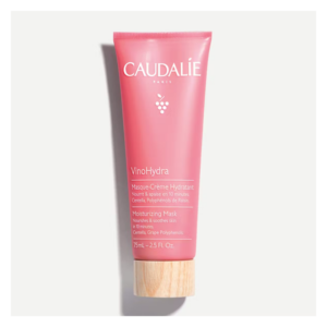 Rosa Tube mit feuchtigkeitsspendender Gesichtsmaske von Caudalie, Holzverschluß, 75ml.