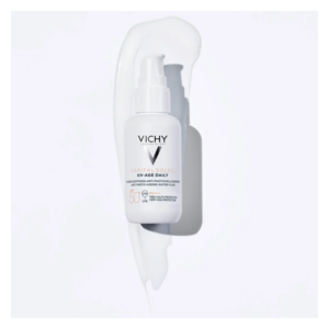 Sonnenschutzflüssigkeit mit SPF 50 aus der Reihe Vichy Capital Soleil, praktische Pumpflasche, leichte Textur.