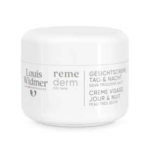 Weiße Cremebox für Gesichtscreme, geeignet für sehr trockene Haut, mit deutsch- und französischsprachiger Beschriftung.