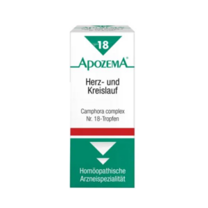 Homöopathisches Arzneimittel in einer Verpackung für Herz- und Kreislauf, mit grünem Logo und rotem Streifen.