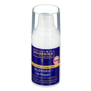 Pumpflasche mit Lip Repair von Allergika zur Pflege trockener und rissiger Lippen