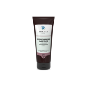 Tube mit restrukturierender Haarspülung, Keramiden und Hinweisen zu Kämmbarkeit und Glanz.