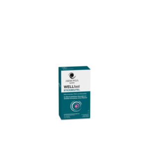 Packung mit WELLfast Stickbeuteln, die mikronisiertes PEA und Boswellia enthalten, Geschmacksrichtung Minze.