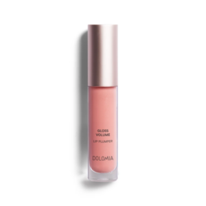 Transparenter Lip Plumper mit rosafarbenem Inhalt und silberner Kappe, von der Marke Dolomia.