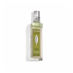Flasche Eau de Toilette mit grünem Etikett und Blattmotiv, 100 ml von L'Occitane.