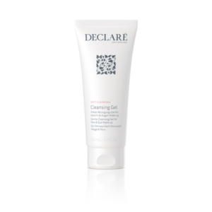 Weißer Tubenbehälter mit der Aufschrift 'Soft Cleansing Cleansing Gel', mild für Gesicht und Augen.