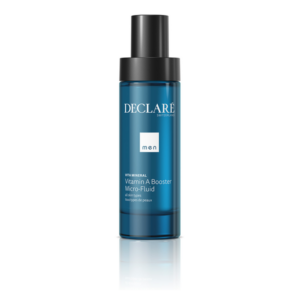 Flasche mit blauer Verpackung für ein Vitamin A Booster Micro-Fluid für Männer.