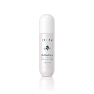 Spenderflasche mit getöntem Fluid von DECLARE, enthält Algen- und Safranextrakt, SPF 15, 50 ml.