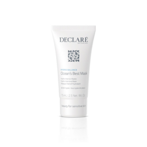 Tube mit Hydro Intensiv Maske von Declare, 75 ml, für alle Hauttypen, Verpackung in Weiß mit Informationen zur Anwendung.