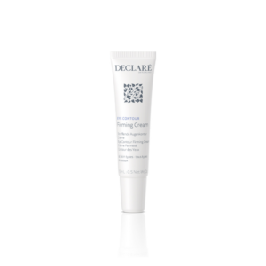 Tube mit straffender Augencreme von Declare, 15 ml, mit beschreibendem Etikett.
