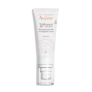Tubus mit pumpbarer Hautcreme von Avène für reaktive Haut, mit beruhigender Formel und klarer Beschriftung.