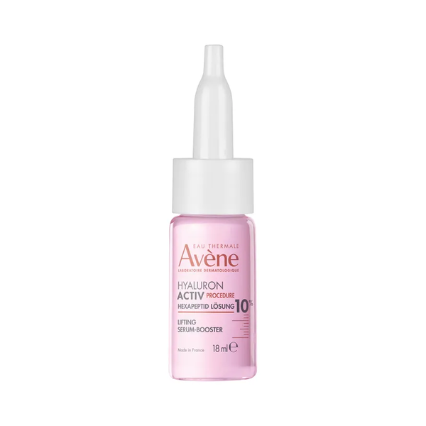 Flasche mit pinker Lösung, enthält das Serum von Avène für Lifting-Effekte, mit Pipette zum Dosieren.