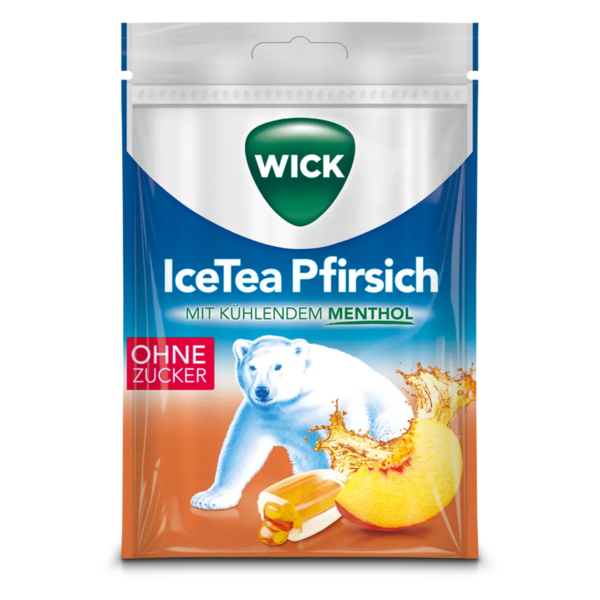 WICK IceTea Pfirsich Hustenbonbons zuckerfrei