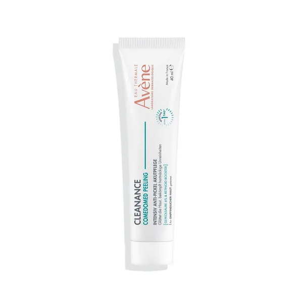 Tube mit Gesichtspeeling von Avène, gepflegt für die Behandlung von Akne, 40 ml Inhalt.