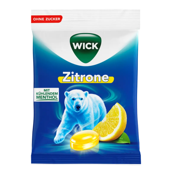 WICK Zitrone Hustenbonbons mit Menthol zuckerfrei